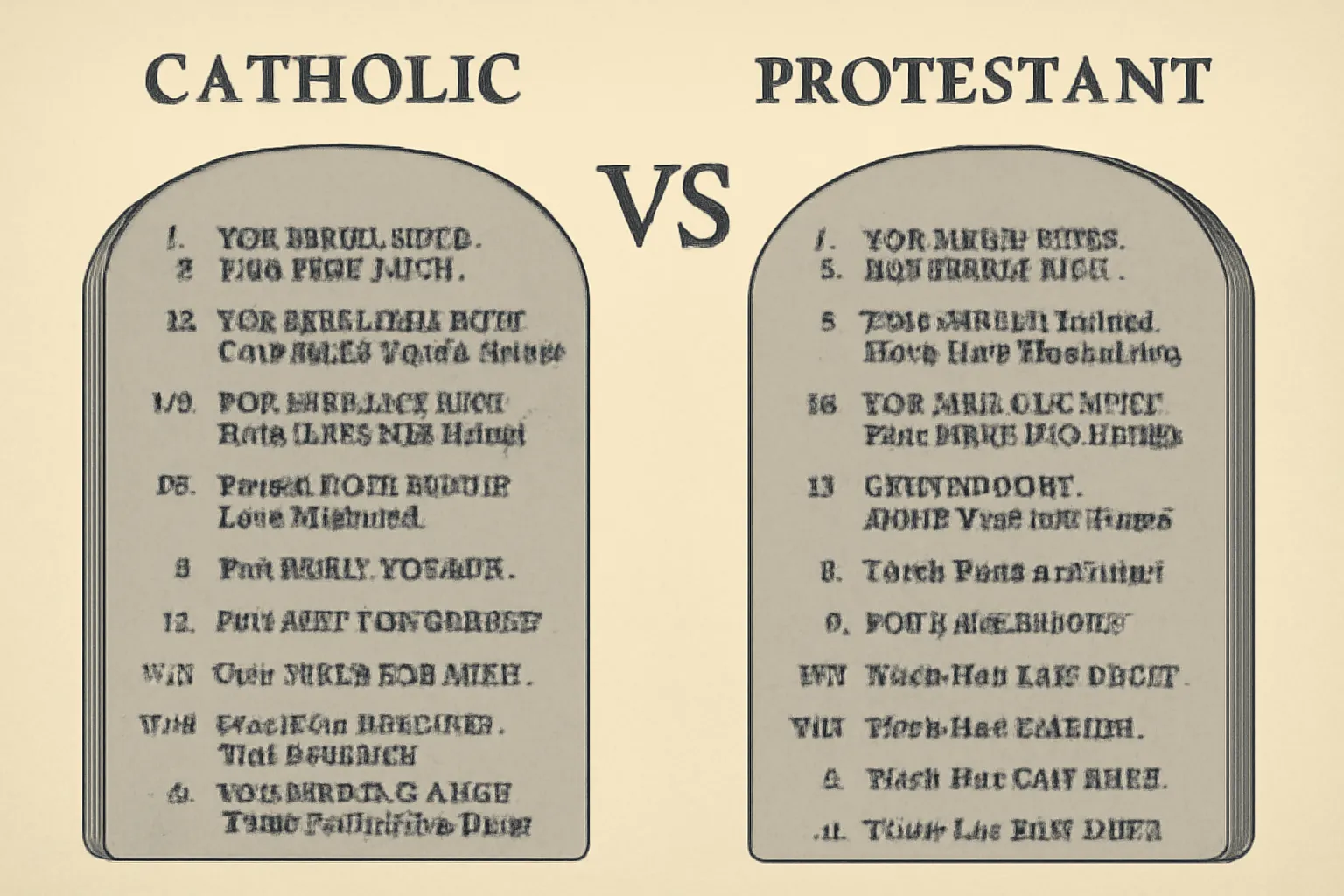 catholic 10 commandments vs protestant 10 commandments